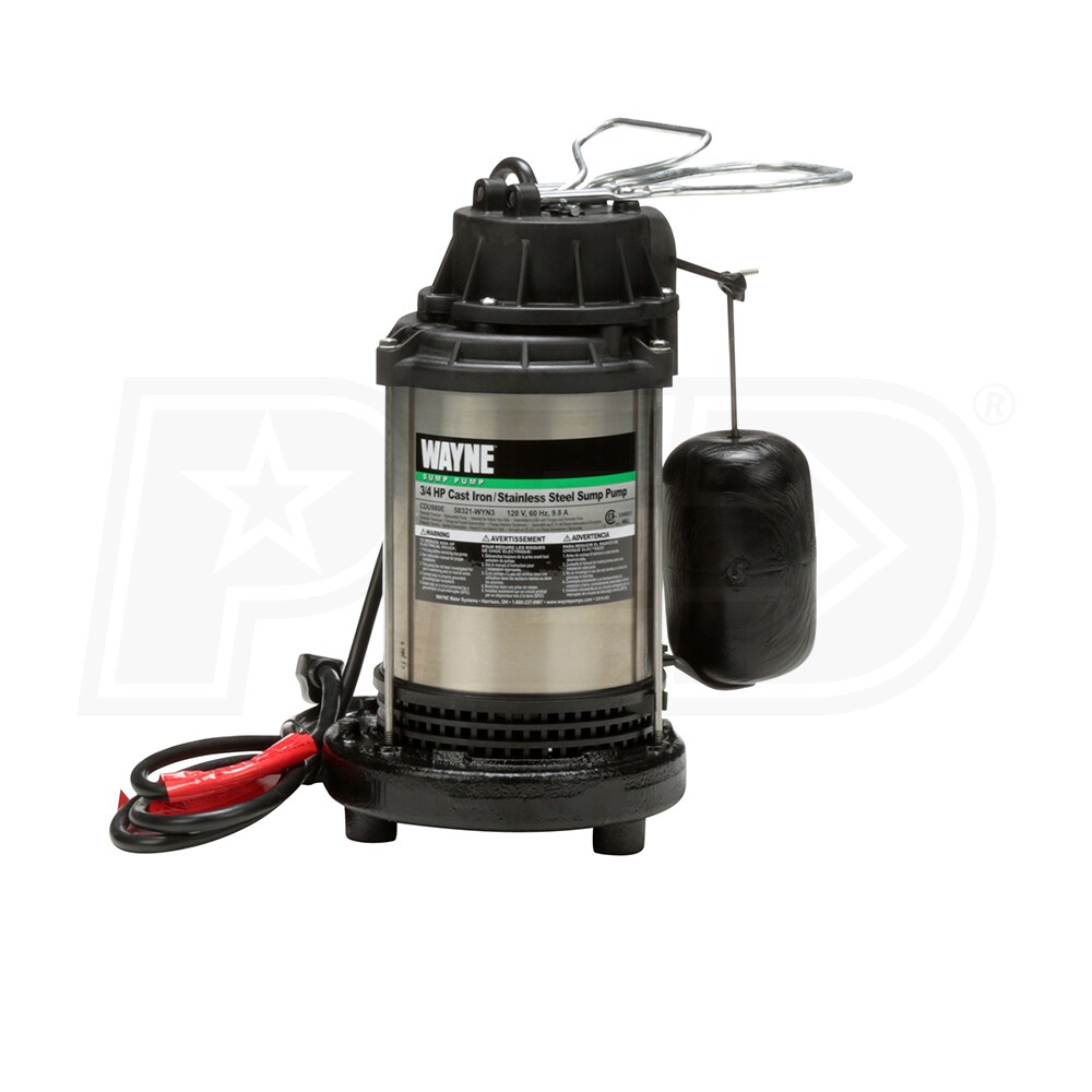 Wayne CDU980E 3 4 HP Stainless Steel Cast Iron Submersible Sump Pump