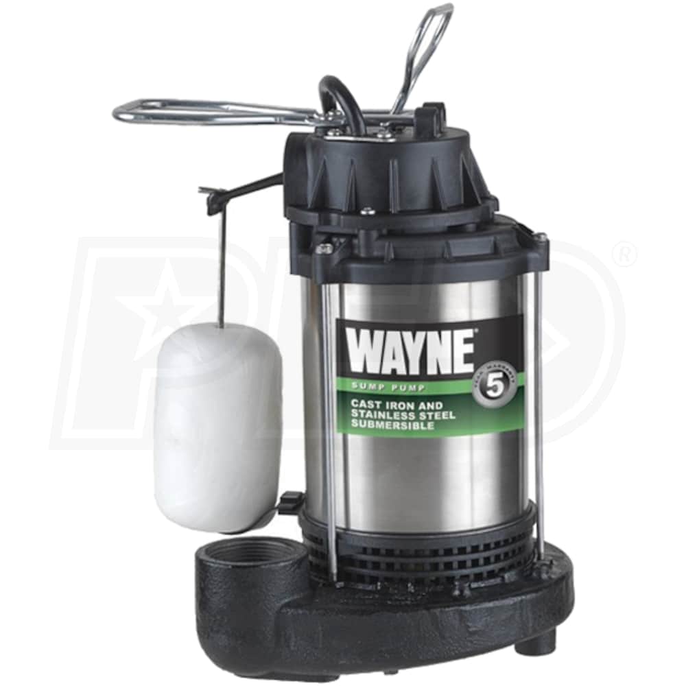 Wayne CDU1000 - 1 HP Stainless Steel Cast Iron Submersible Sump Pump w/  Vertical Float Switch