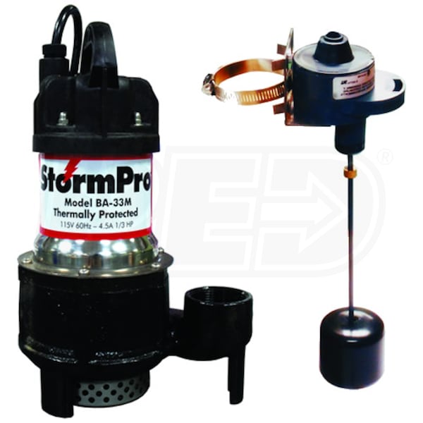 iON Products BA-33M iON 1/3 HP Cast Iron Stainless Steel Sump Pump w/  Adjustable Vertical Float HP20142